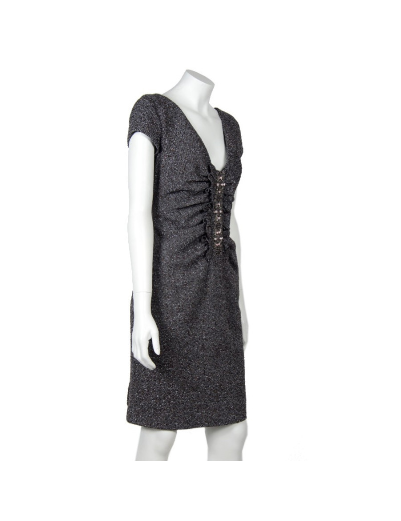 Robe VALENTINO  T38 en tweed et broderies