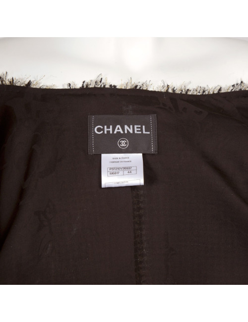 Veste CHANEL noire, blanche et or T42