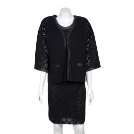 All CHANEL t 40 dress and black silk lace jacket