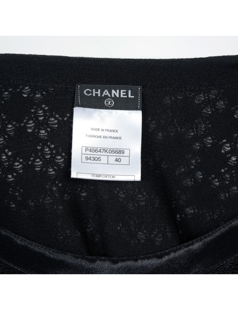 Ensemble CHANEL t 40 robe et veste dentelle noire soie
