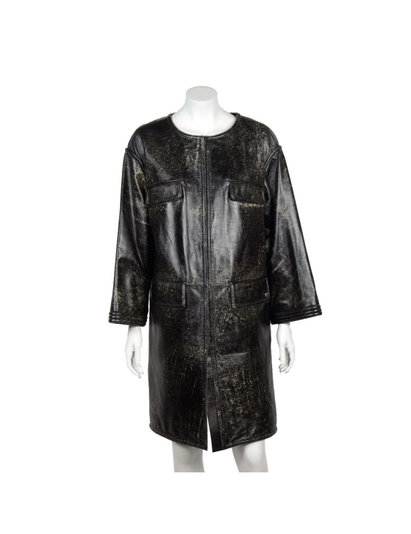 Manteau CHANEL T 44 cuir d'a