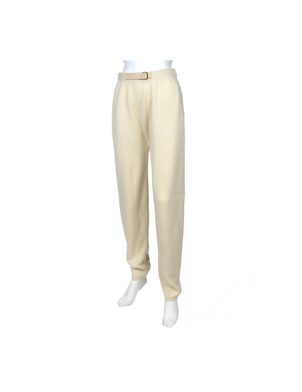 Ensemble blouse et pantalon HERMES soie  et cachemire motifs "plumes"