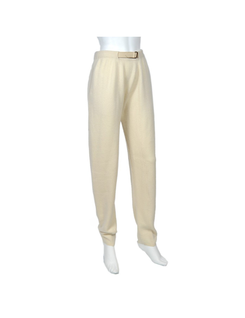 Ensemble blouse et pantalon HERMES soie  et cachemire motifs "plumes"