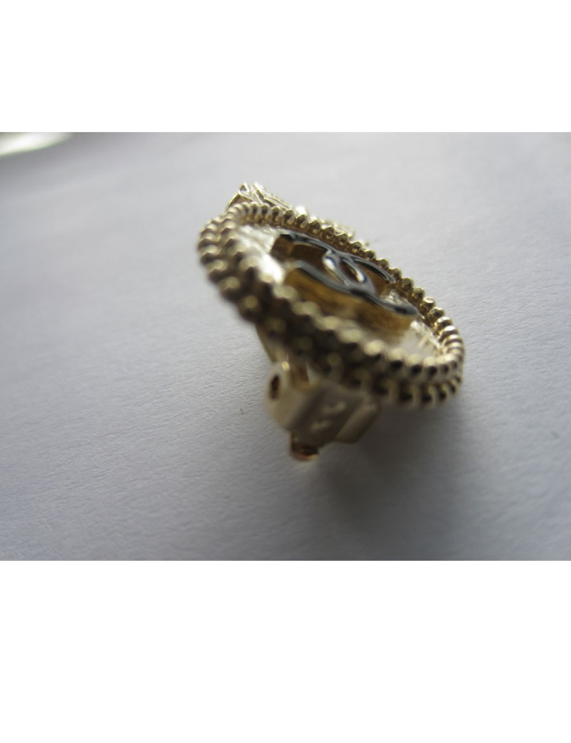 Earrings Clips CHANEL 'CC' gold & black enamel