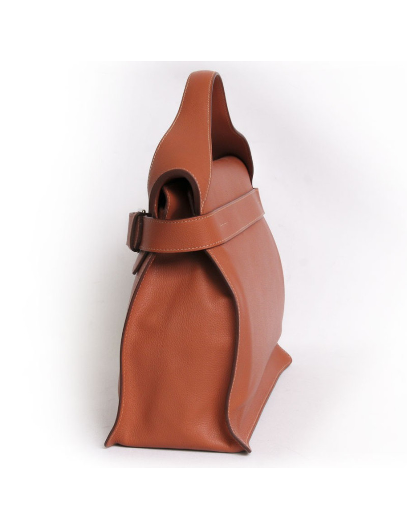 Sac HERMES "Etribelt" en veau grainé beige rosé