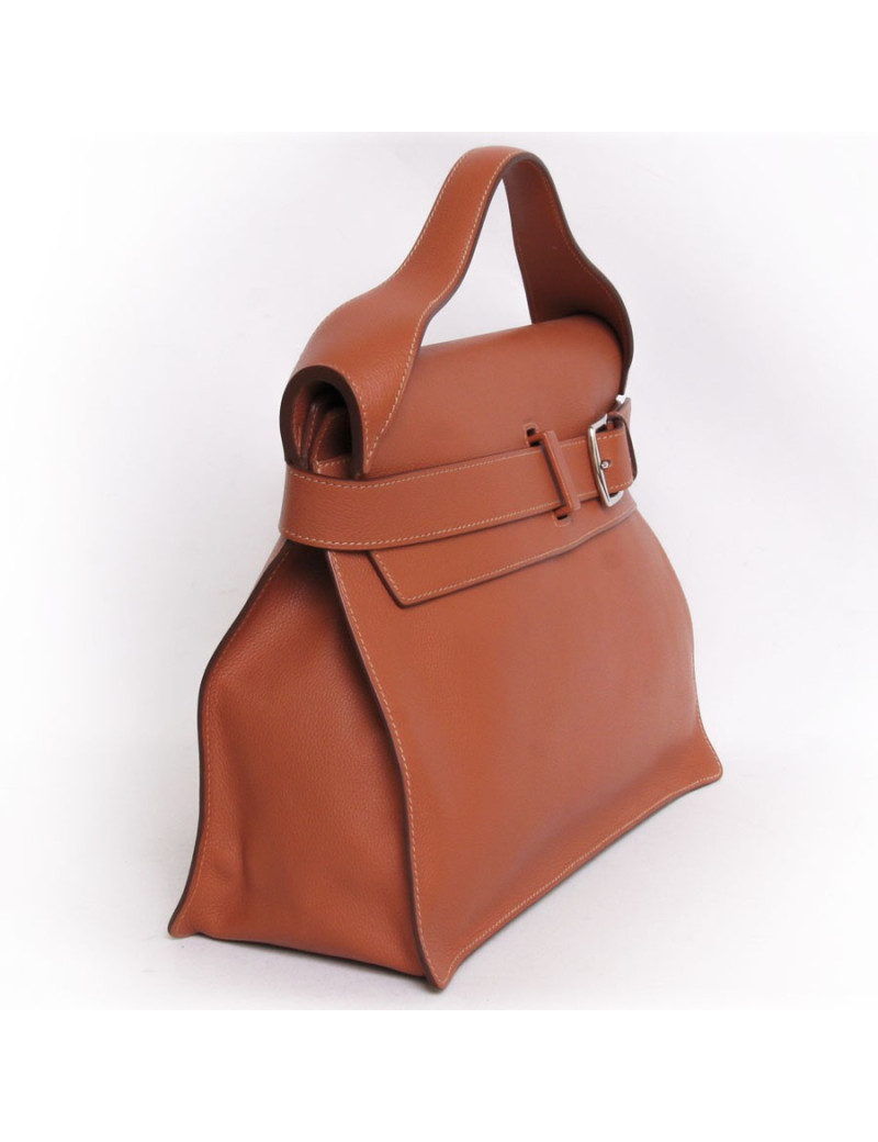 Sac HERMES "Etribelt" en veau grainé beige rosé