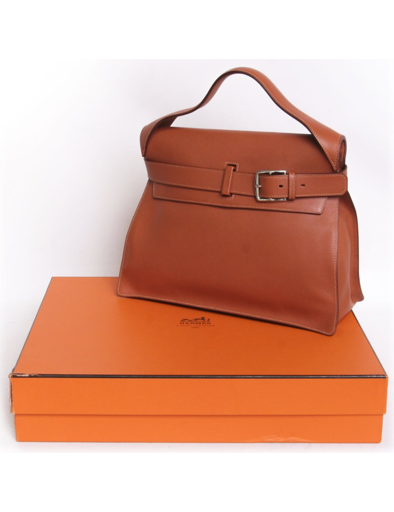 Sac HERMES "Etribelt" en veau grainé beige rosé