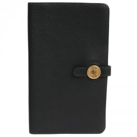 Wearing "dogon" checkbook HERMES black grained leather