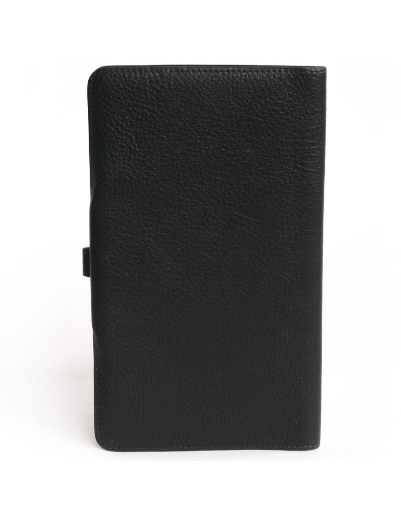 Porte ??? HERMES cuir grainé noir