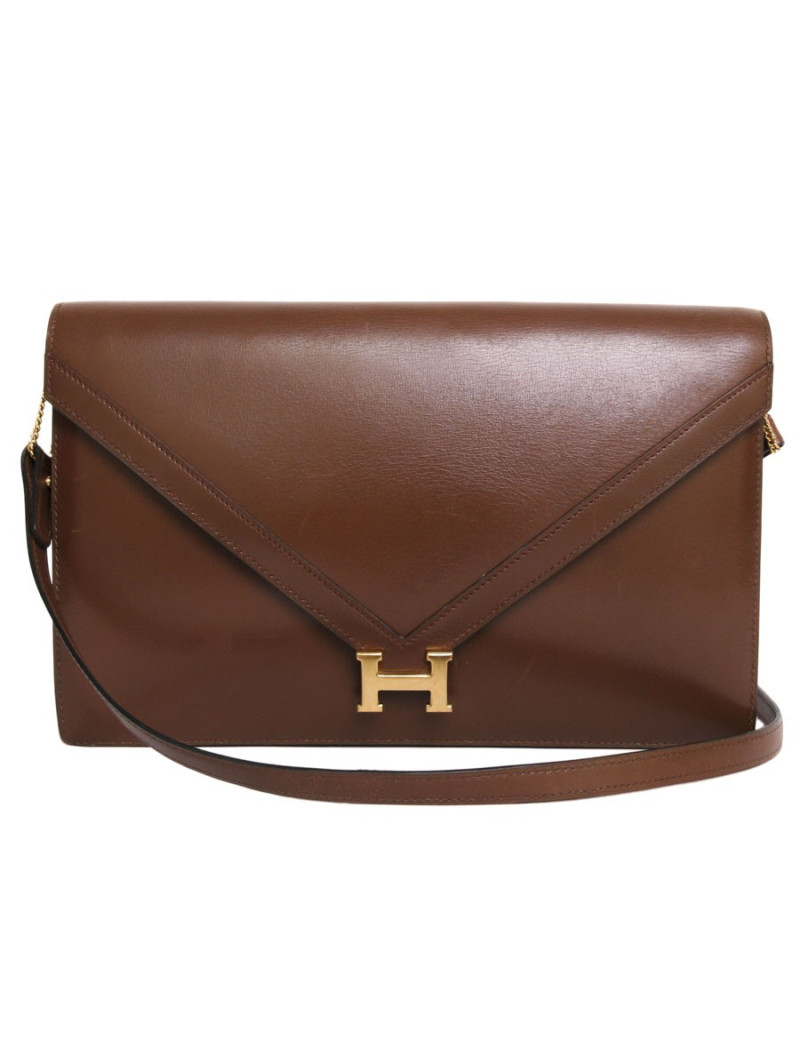 Sac HERMES cuir marron vintage