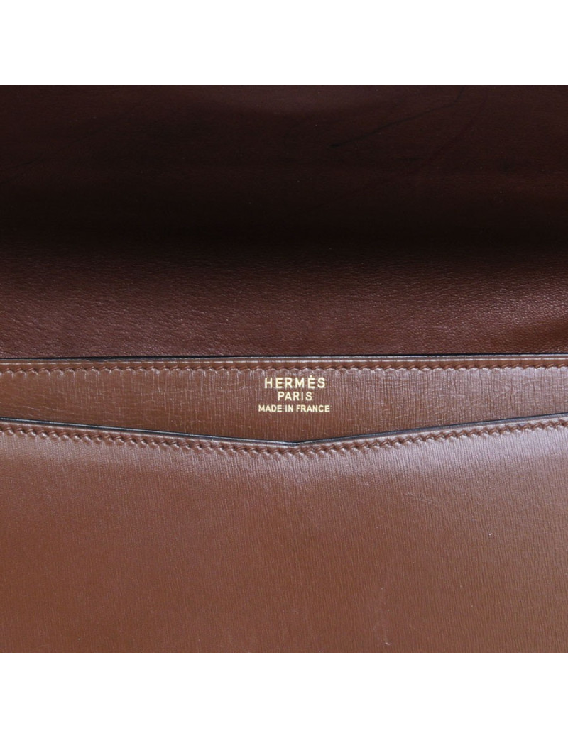 Sac HERMES cuir marron vintage