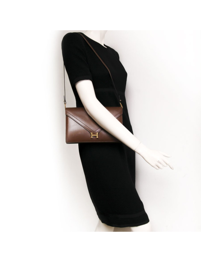 Sac HERMES cuir marron vintage