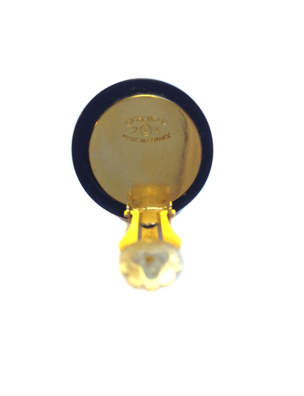 Clips CHANEL noirs et perles nacrées vintage