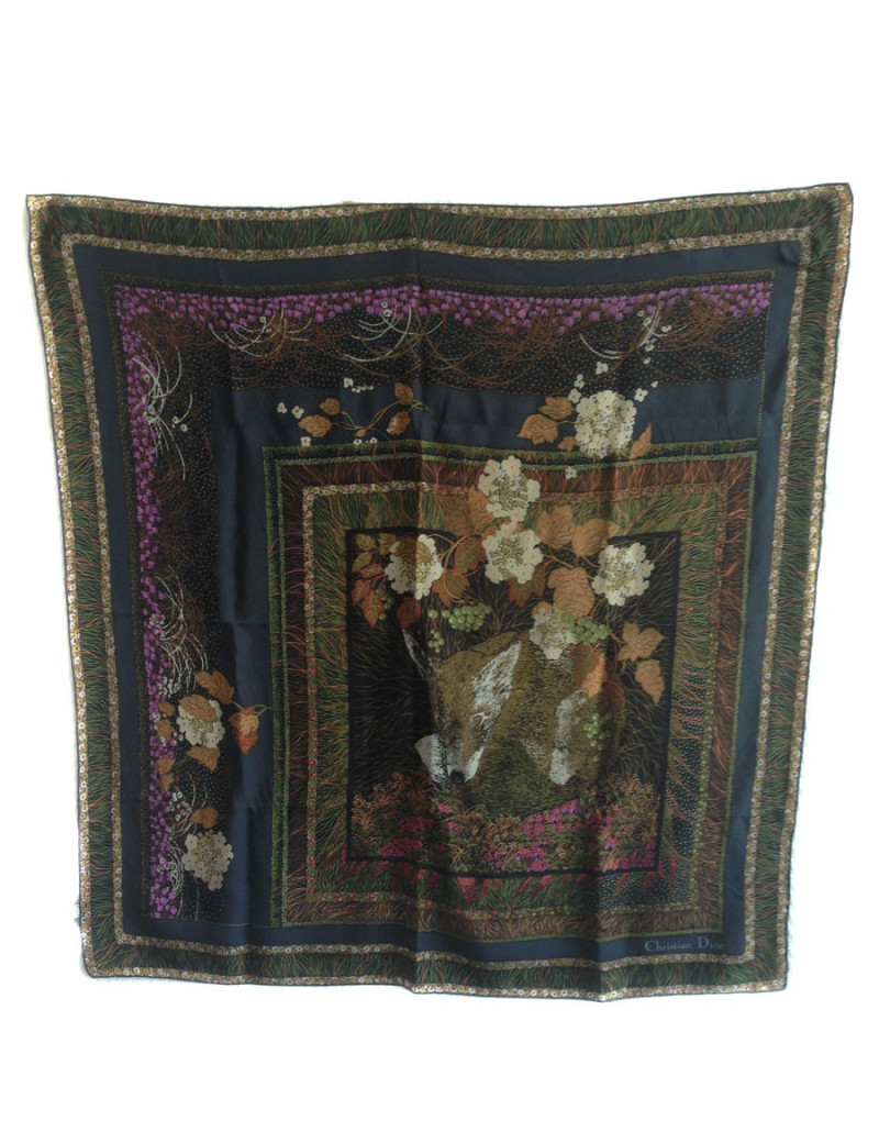 Carré de soie Christian Dior renard  