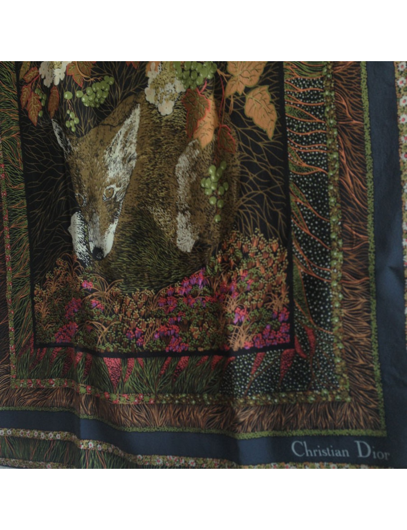 Carré de soie Christian Dior renard  
