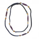 Necklace MARGUERITE of VALOIS string ruthenium and purple and yellow glass