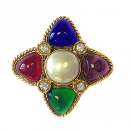 Pin up Couture CHANEL Emerald, Amethyst, Sapphire, and Ruby glass