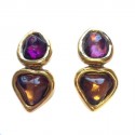 Clips for YVES SAINT LAURENT amethyst and amber vintage