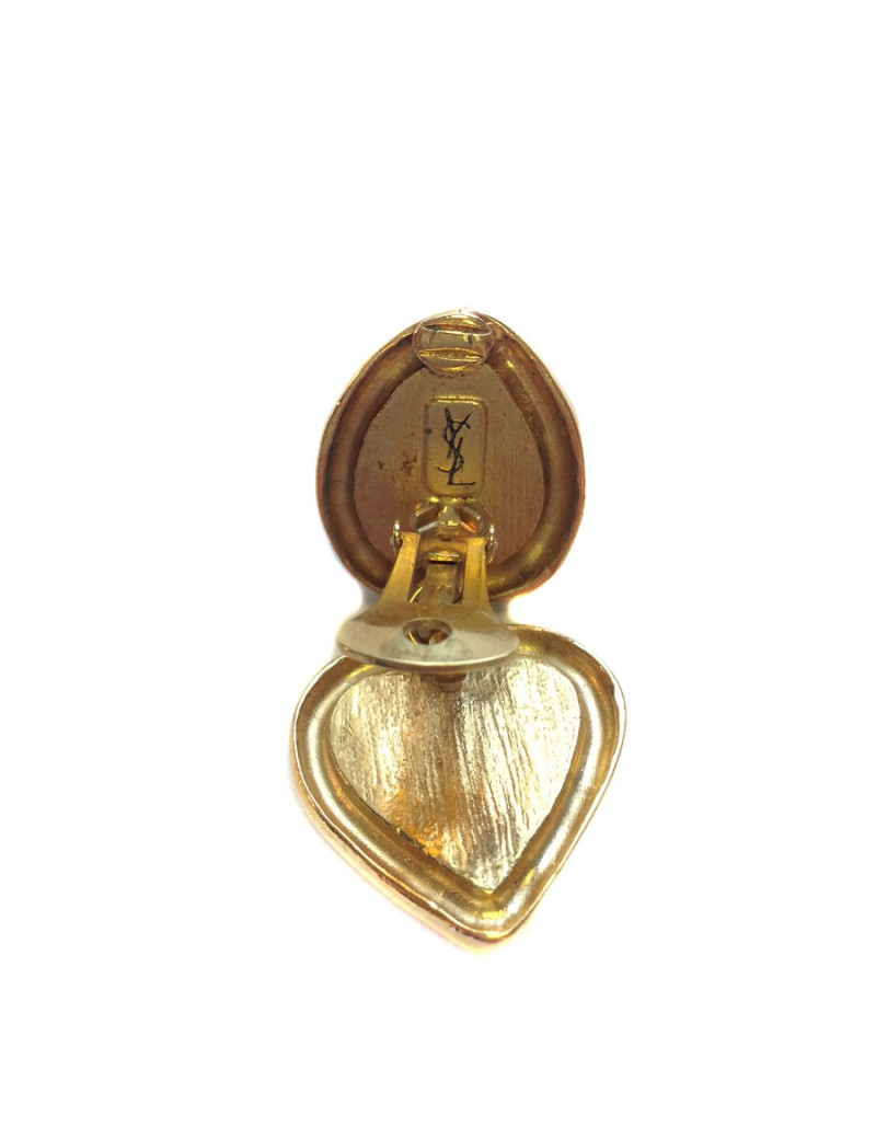 Clips pendants YVES SAINT LAURENT améthyste et ambre