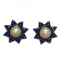 Clips VALENTINO bleus en forme d'étoile, perle et strass