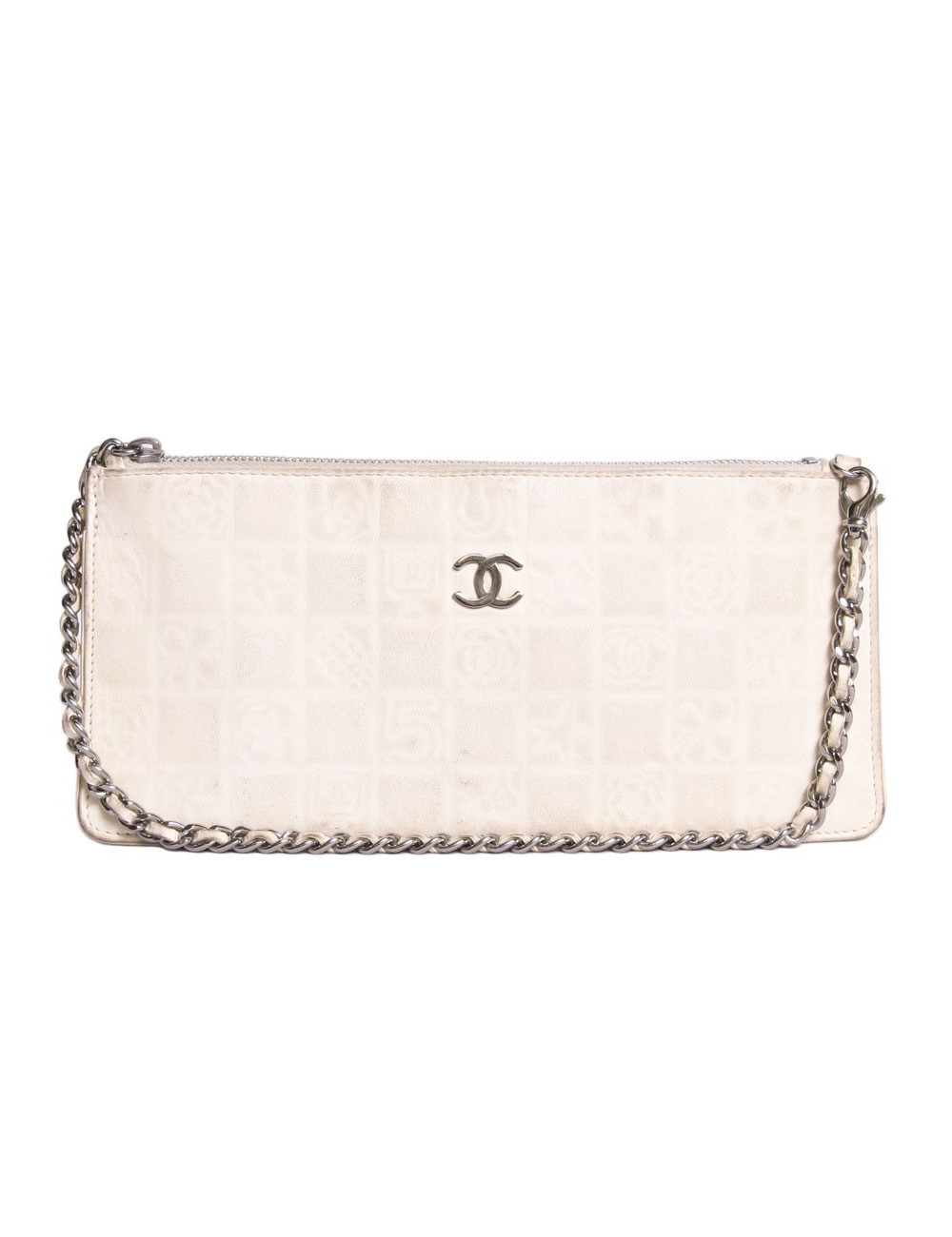 Pochette CHANEL cuir coquille d'oeuf