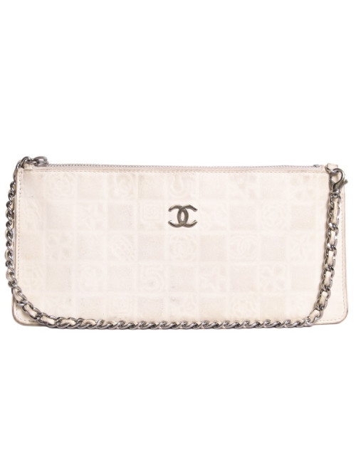 Pochette CHANEL cuir coquille d'oeuf