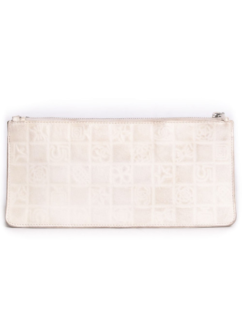 Pochette CHANEL cuir coquille d'oeuf