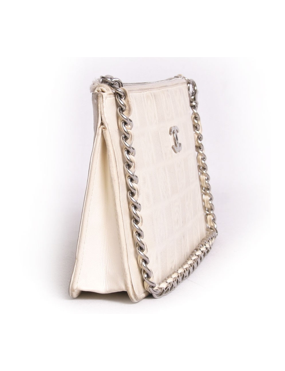 Pochette CHANEL cuir coquille d'oeuf