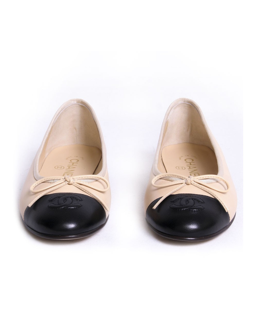 Ballerines CHANEL T 36/5 bicolores beige et noir