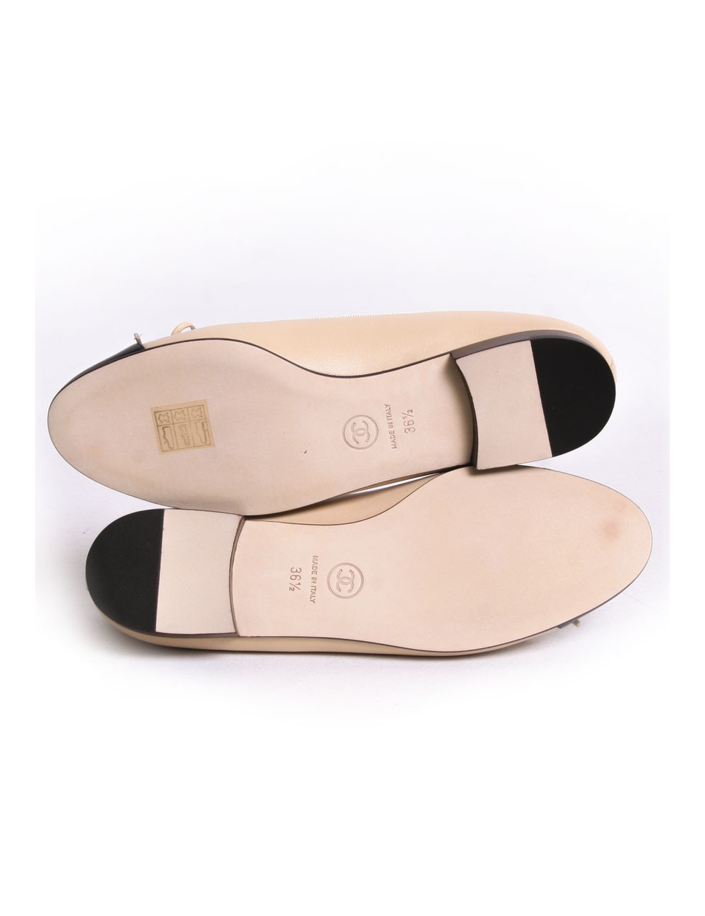 Ballerines CHANEL T 36/5 bicolores beige et noir