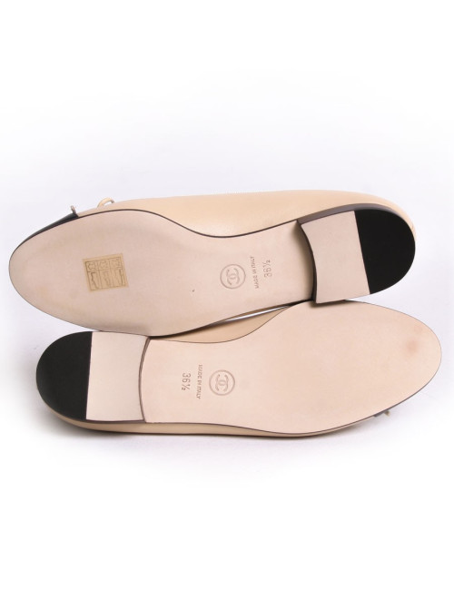 Ballerines CHANEL T 36/5 bicolores beige et noir