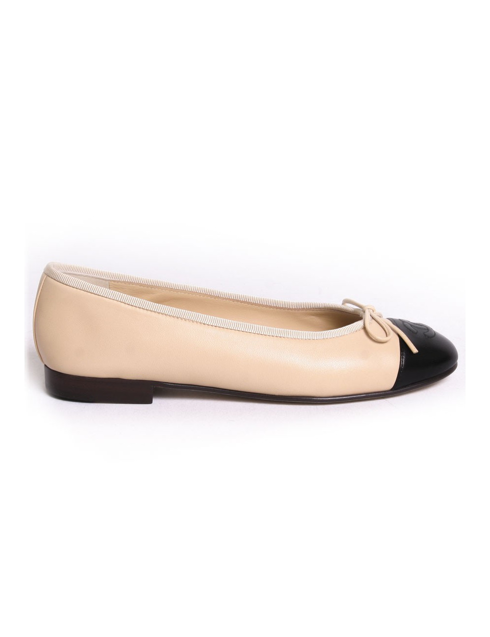 Ballerines CHANEL T 36/5 bicolores beige et noir