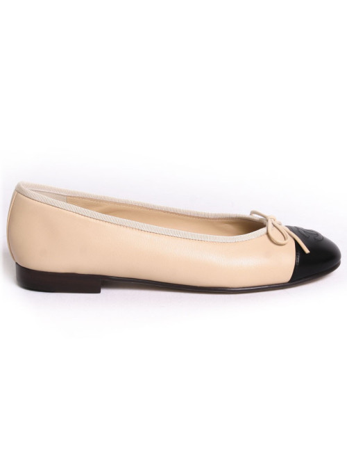Ballerines CHANEL T 36/5 bicolores beige et noir