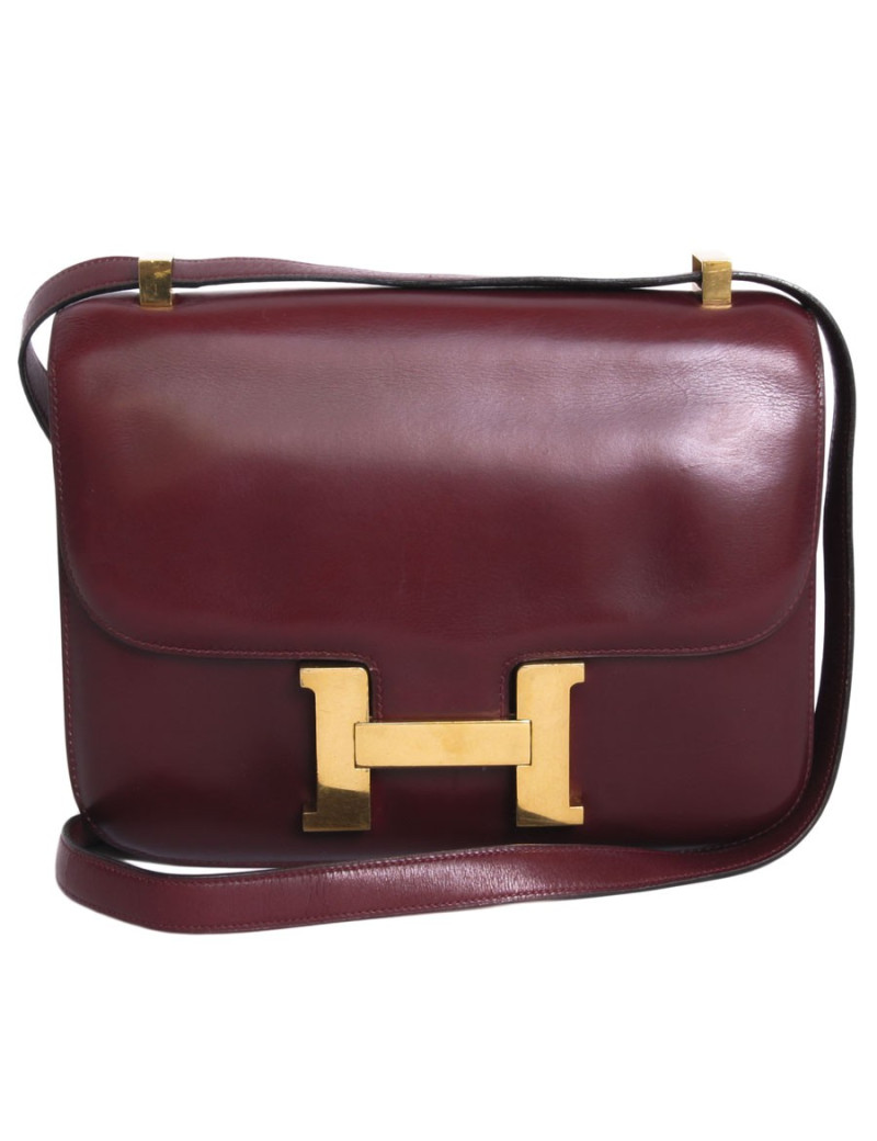 Sac "Constance" HERMES cuir box rouge H 