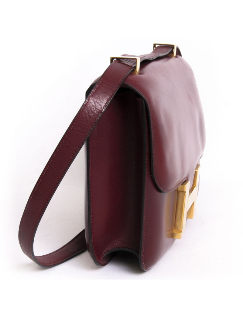 Sac "Constance" HERMES cuir box rouge H 