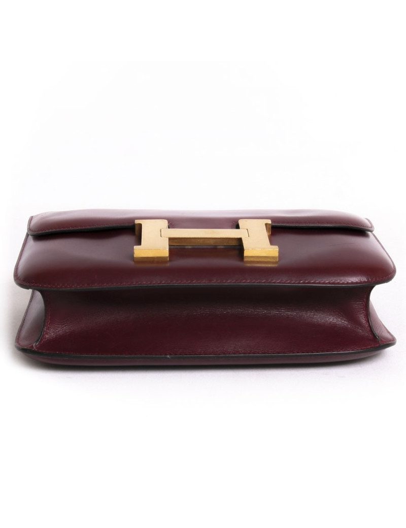 Sac "Constance" HERMES cuir box rouge H 