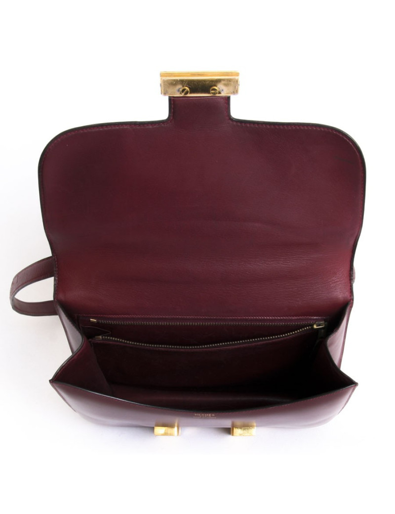 Sac "Constance" HERMES cuir box rouge H 