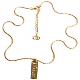 DIOR necklace with "Dior" plate Golden