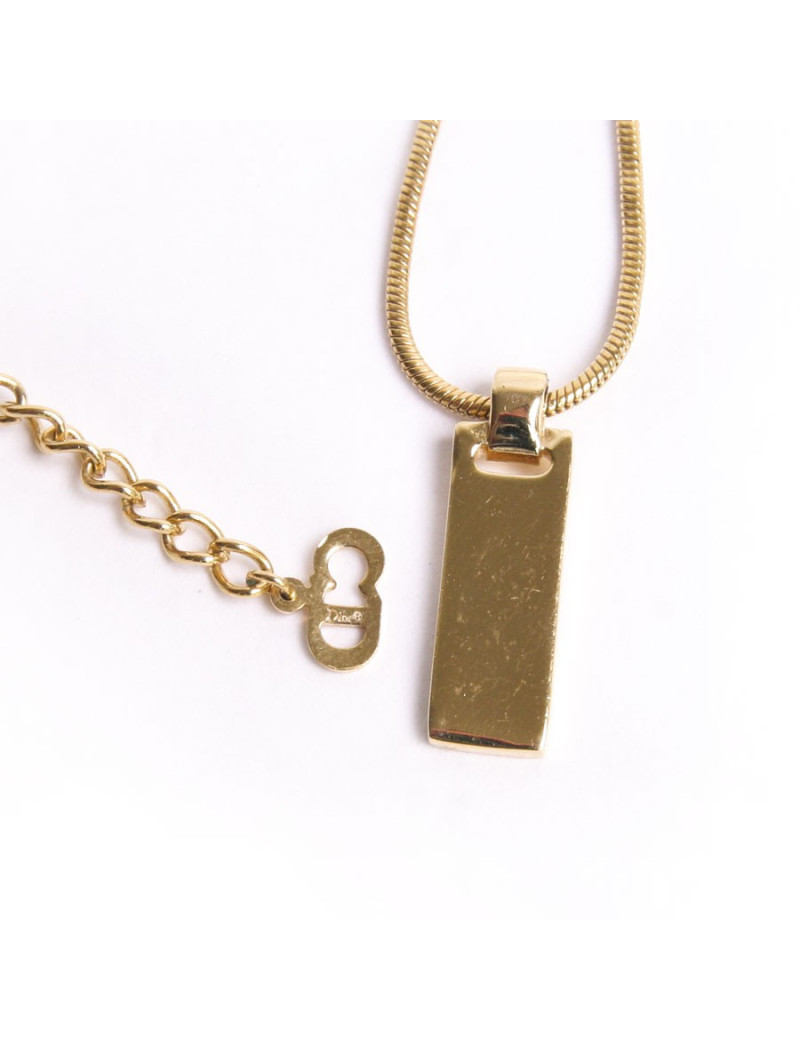 Collier DIOR avec plaque "Dior" dorée