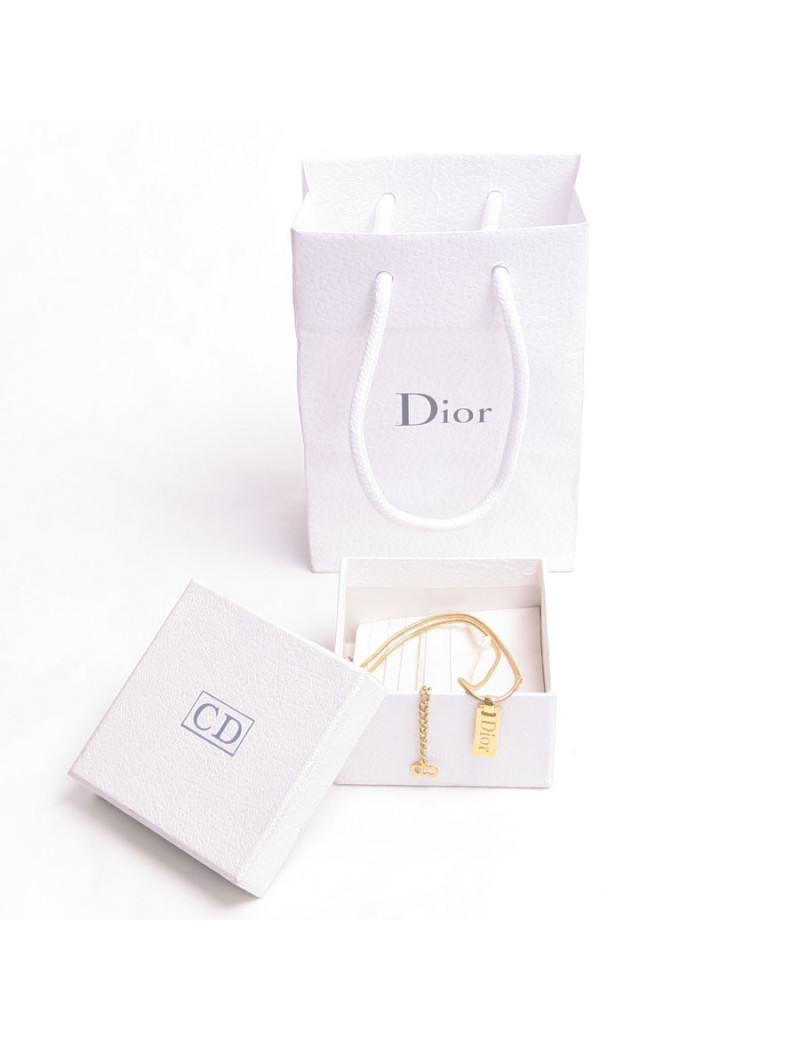 Collier DIOR avec plaque "Dior" dorée