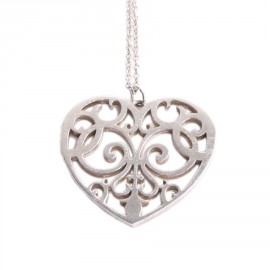 TIFFANY & Co silver chain and openwork Heart Necklace