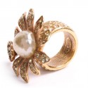 Ring CHANEL couture t 54 Golden marguerite and rhinestones