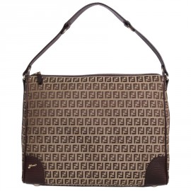 FENDI satchel bag in brown monogram canvas and leather