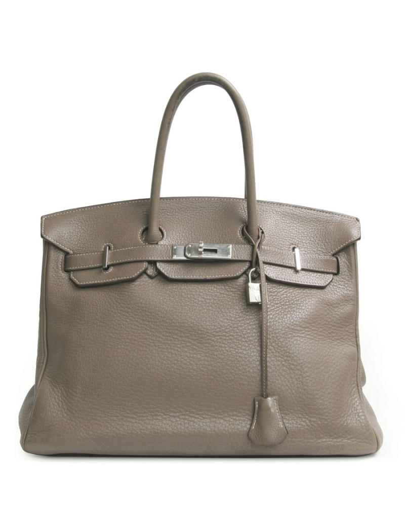 HERMES Birkin 35 taurillon clemence tow and silver palladium jewellery