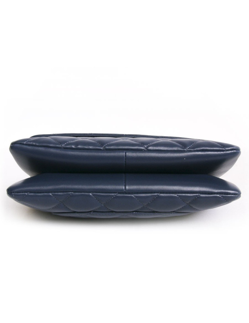 Sac CHANEL cuir d'agneau lisse bleu