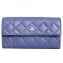 CHANEL wallet in blue jeans python