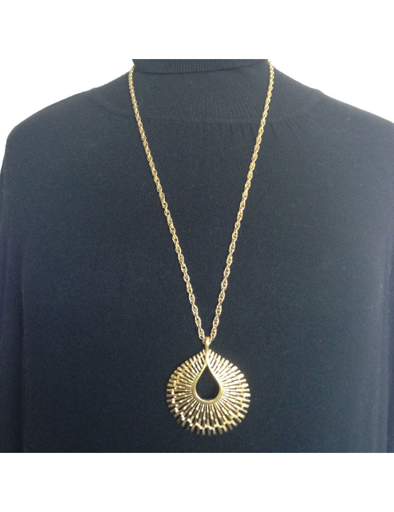 Collier et pendentif TRIFARI en métal doré