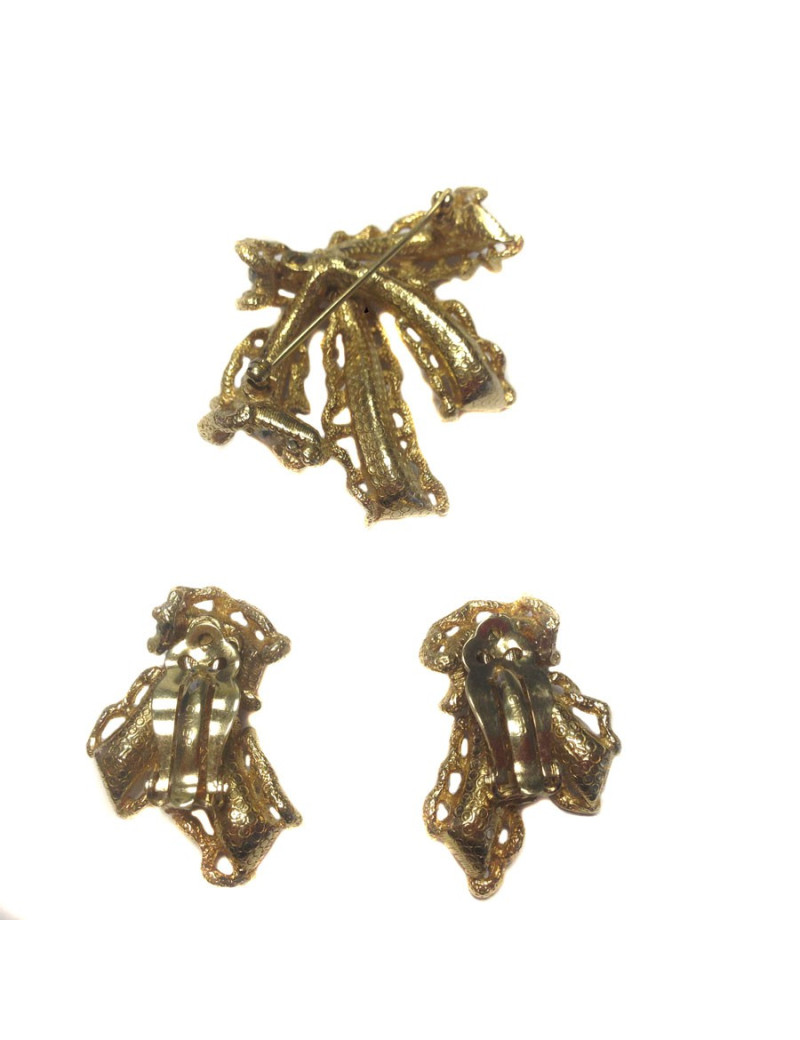 Parure broche et clips d'oreille CINER