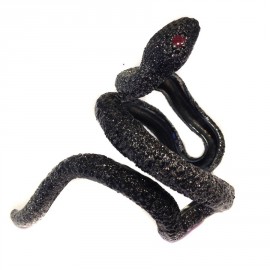  Manchette "Serpent" KMO Jewel en ruthénium et strass 
