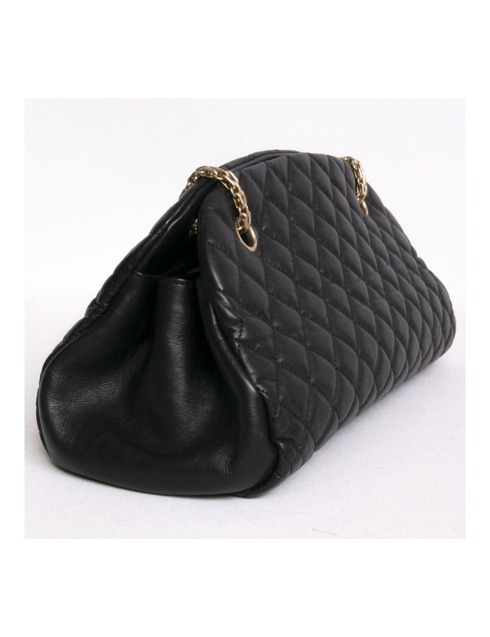 Sac CHANEL "Bowling" en cuir d'agneau lisse noir matelassé